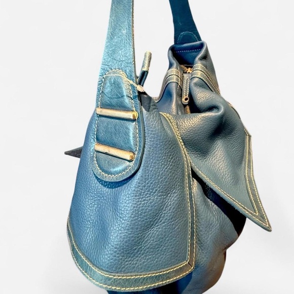 NWOT Vanda Francis Stylish Blue genuine Leather Shoulder Bag - Women - Picture 3 of 5